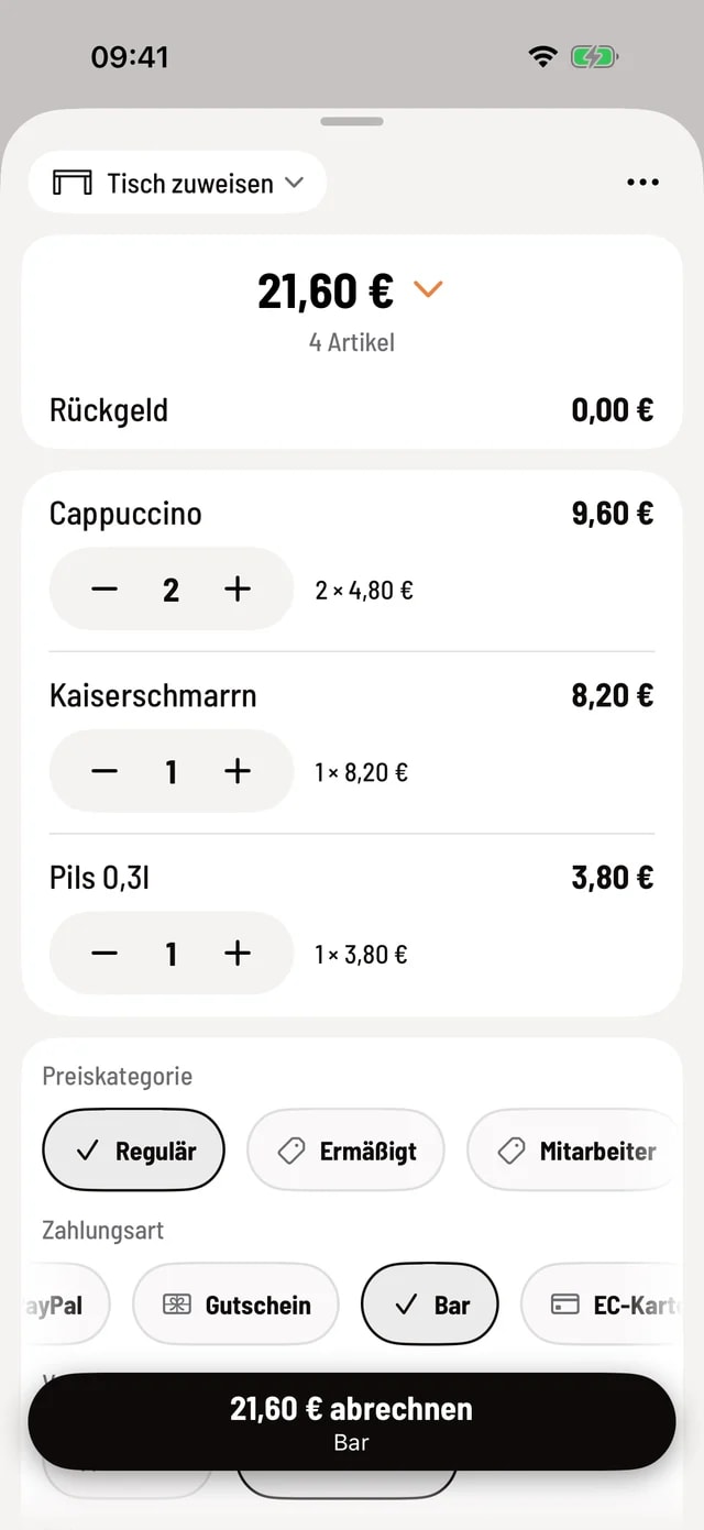 Quick checkout of the POS App on the iPhone.