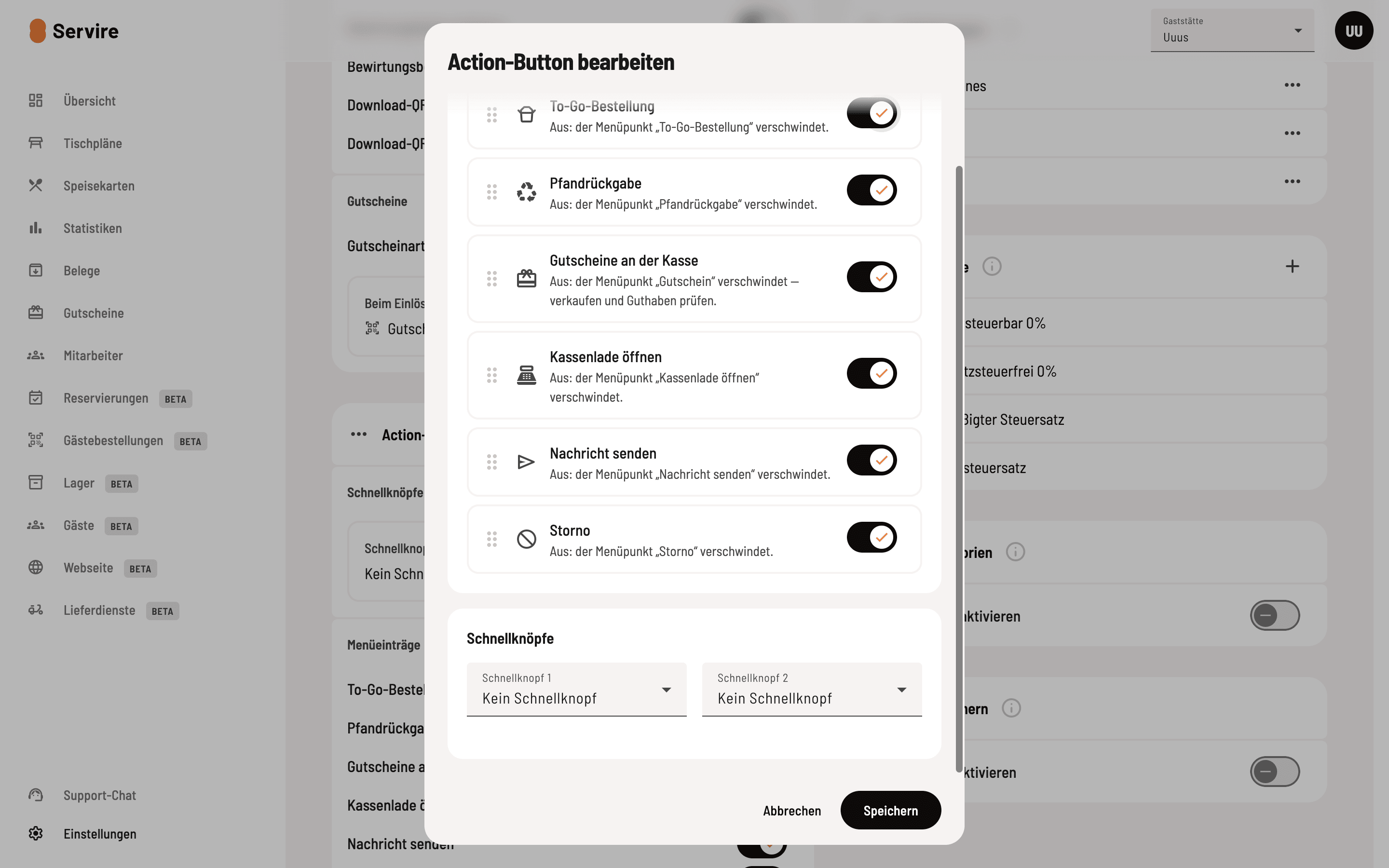 Assigning quick keys