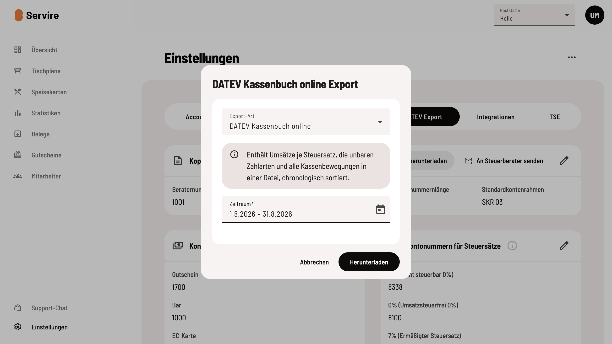 Zeitraum festlegen
