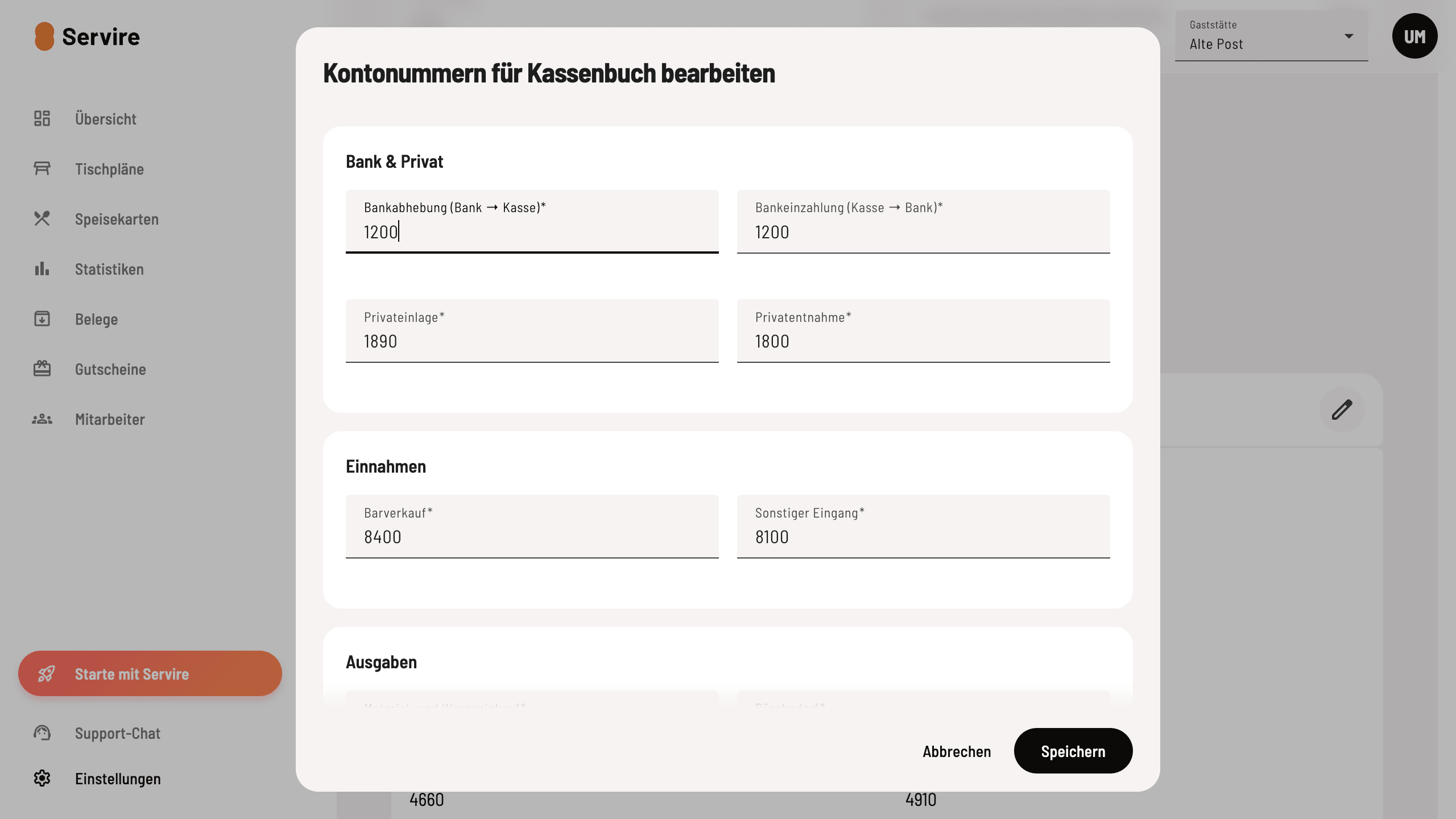 Einlagen und Einnahmen zuordnen