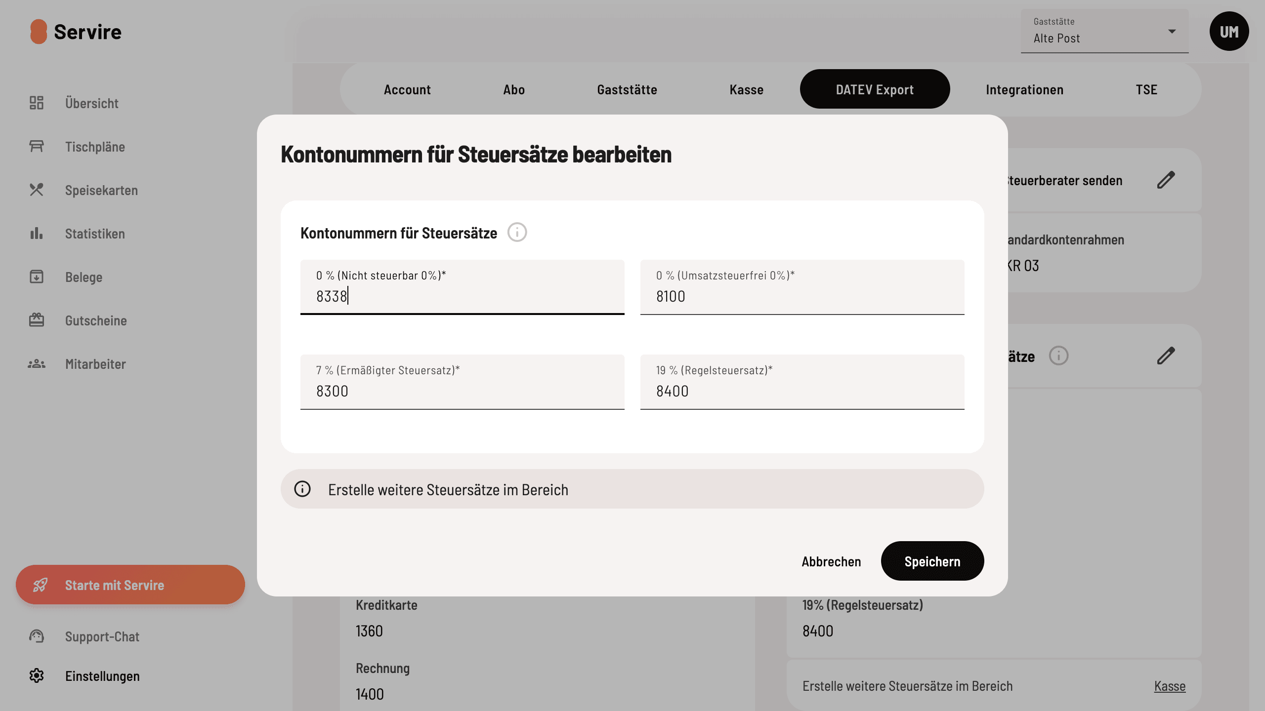 Erlöskonten zuordnen