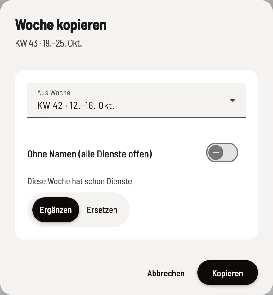 Quellwoche wählen