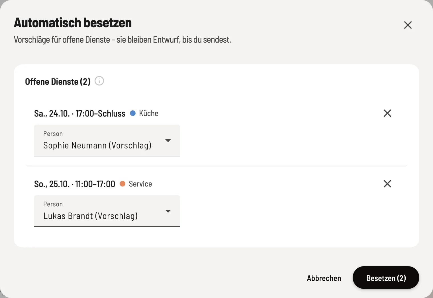 Vorschläge prüfen
