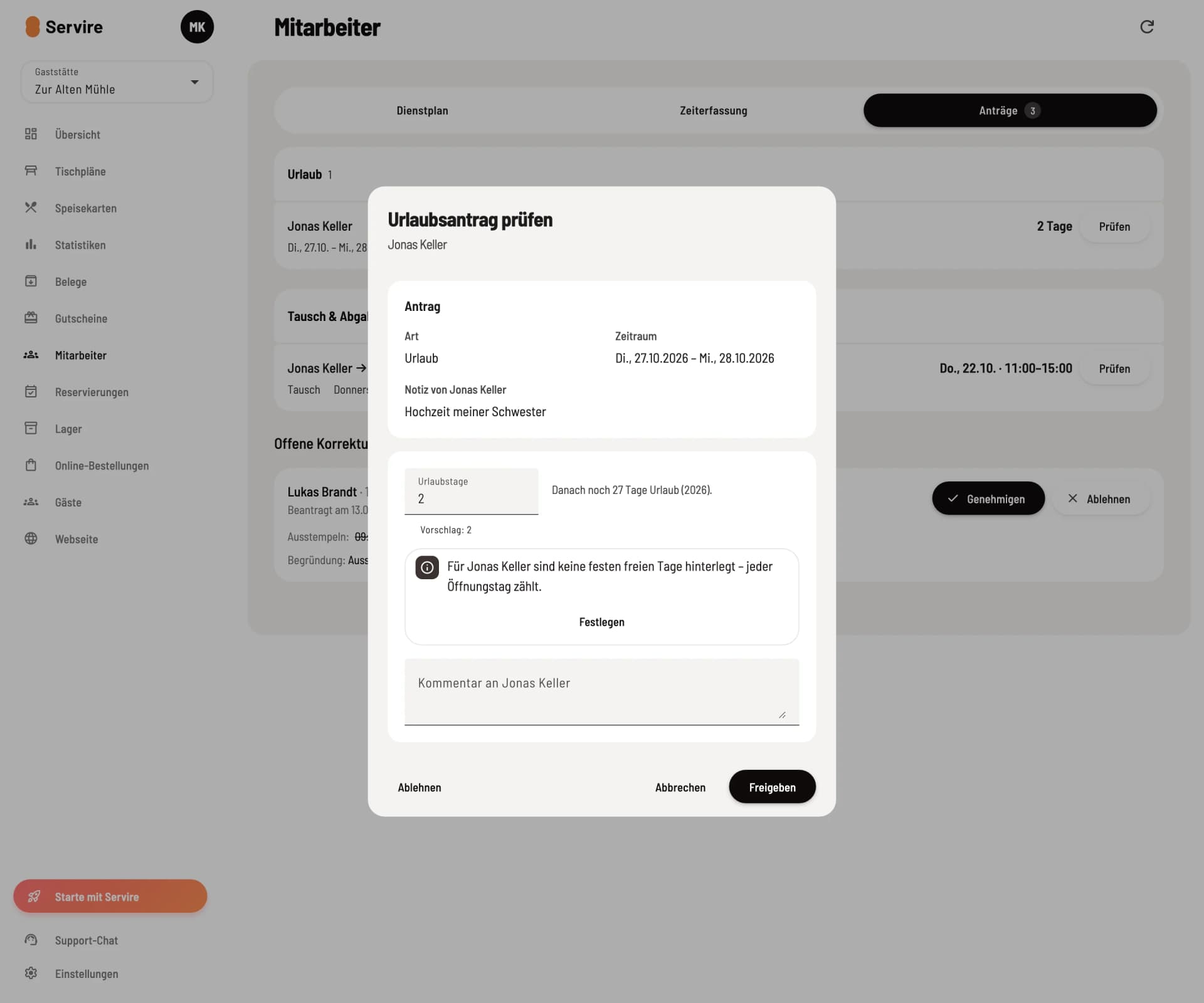 Review vacation request