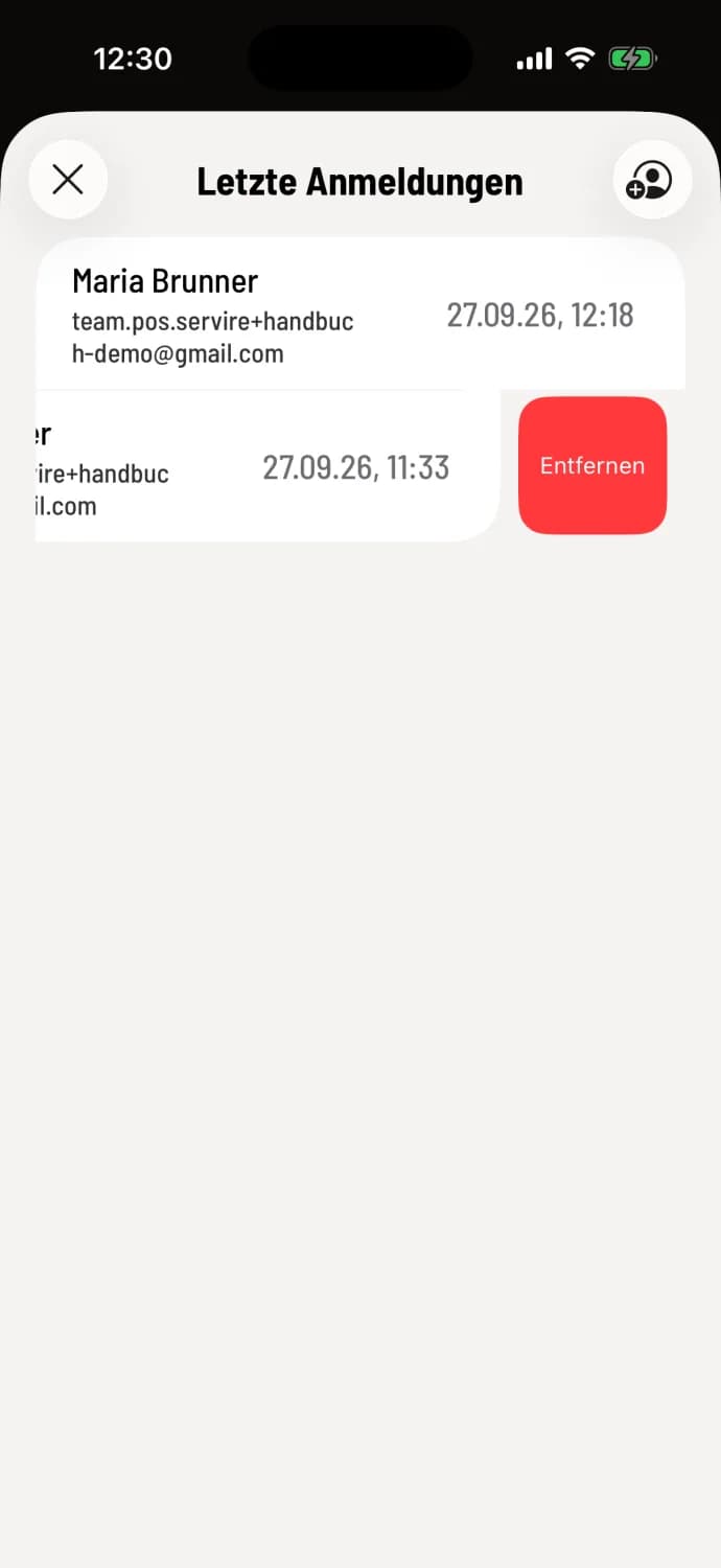 Nach links wischen