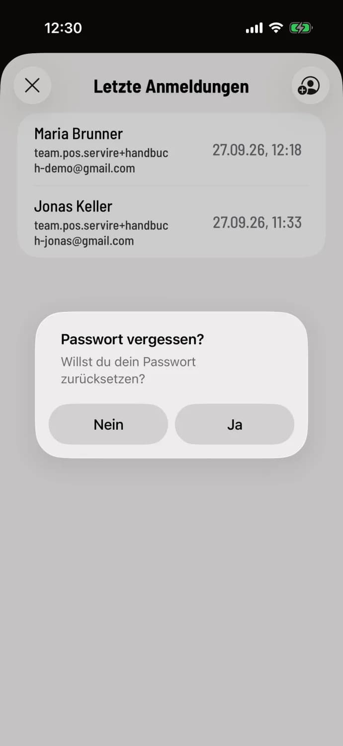 Forgot password? Tap