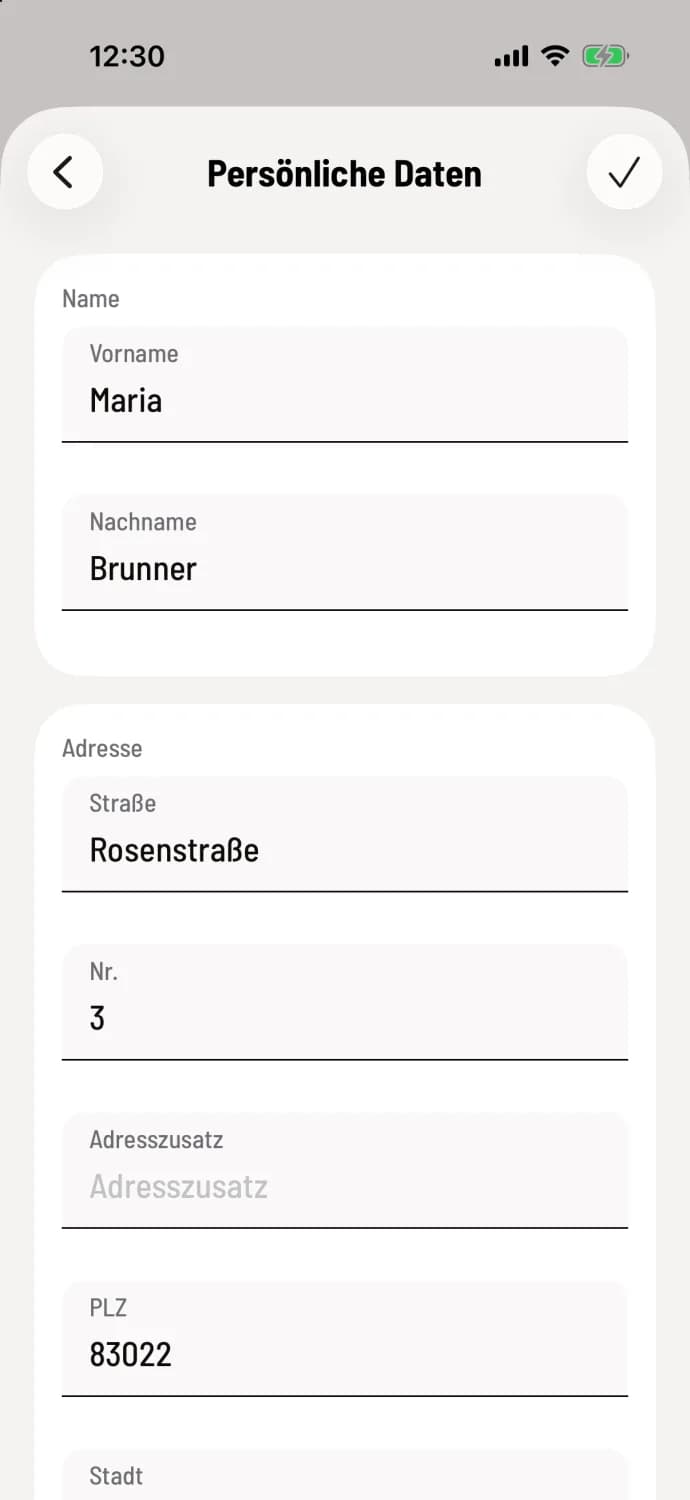 Persönliche Daten bearbeiten