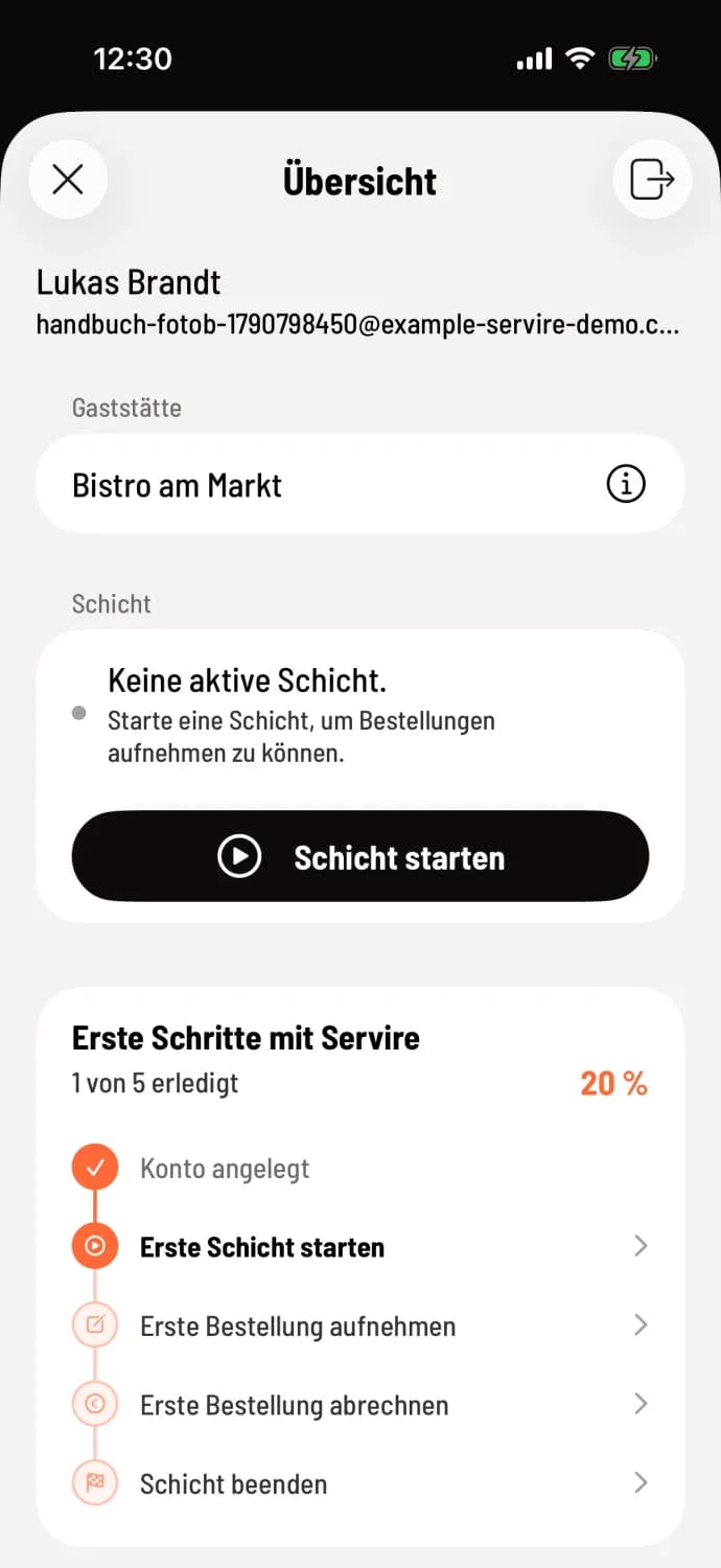 Schicht starten