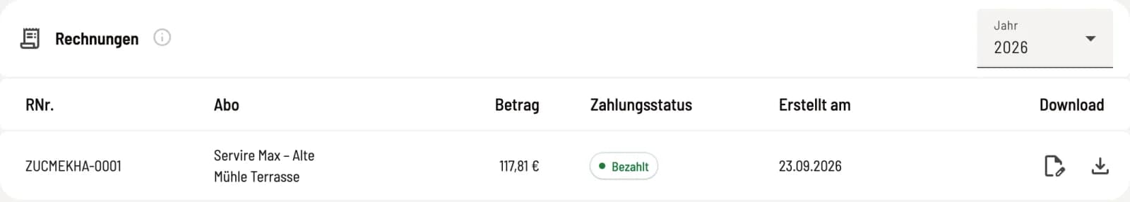Abo-Rechnung als PDF
