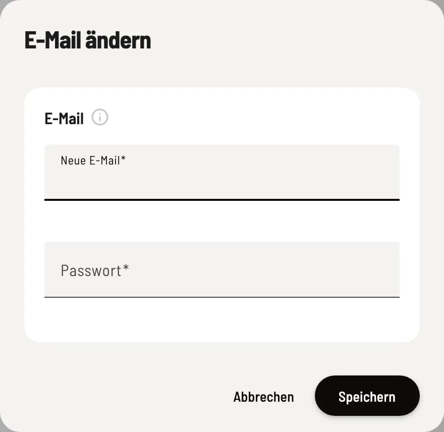 E-Mail oder Passwort ändern