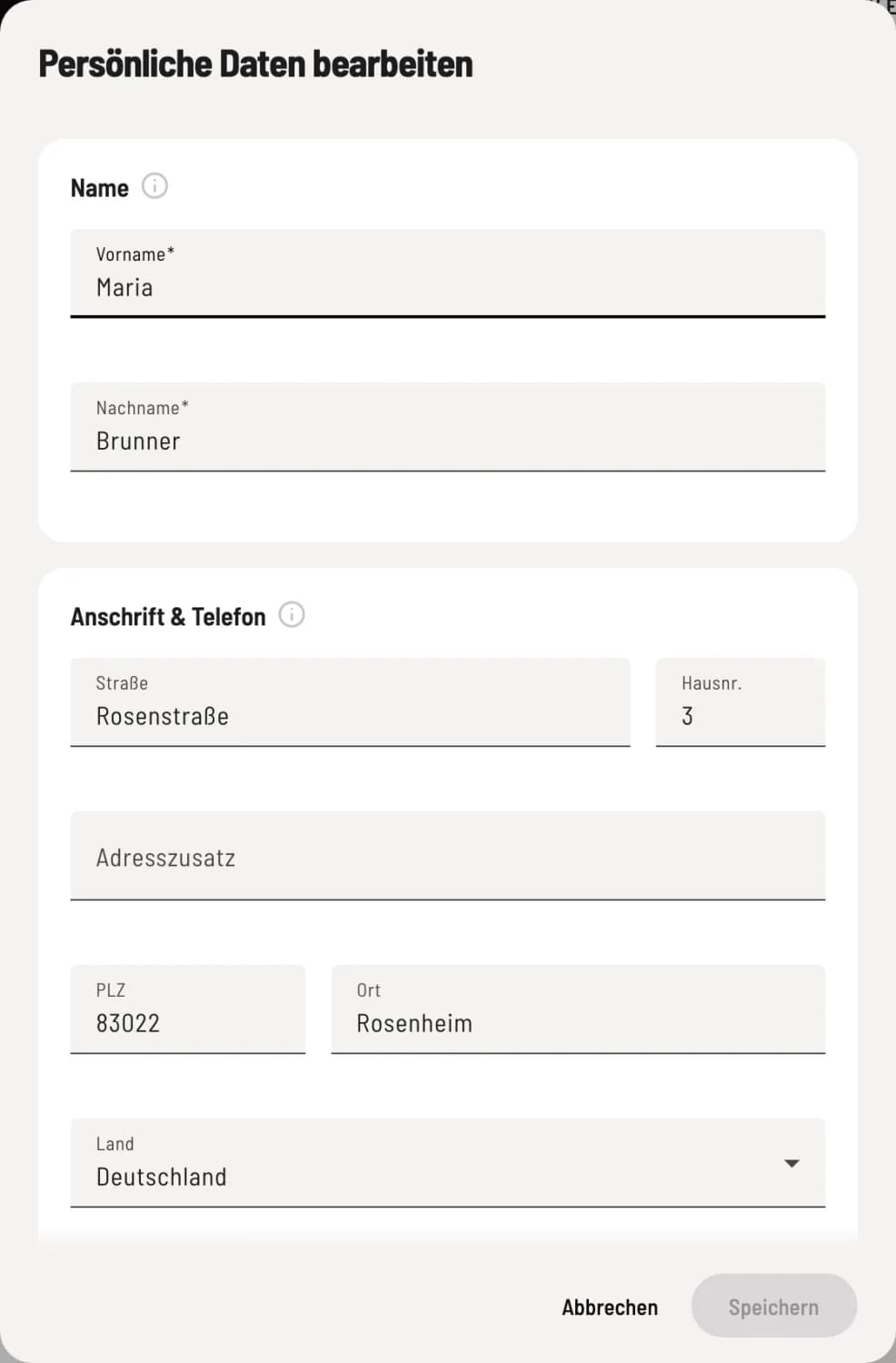 Persönliche Daten bearbeiten