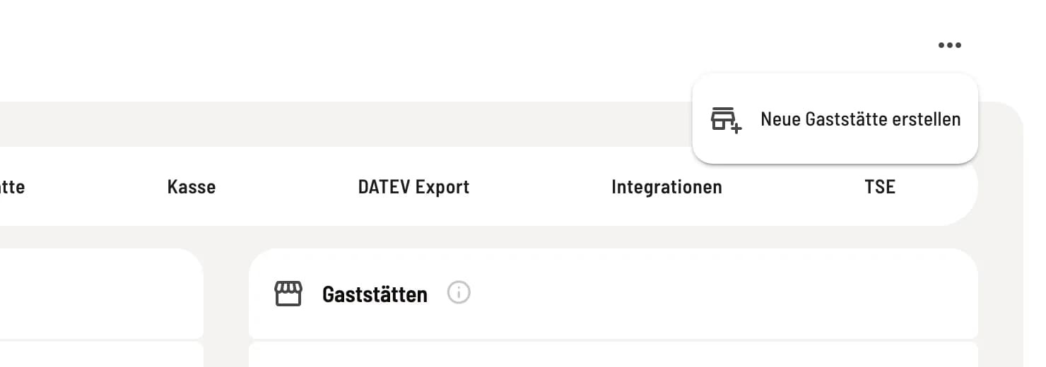 Neue Gaststätte erstellen wählen