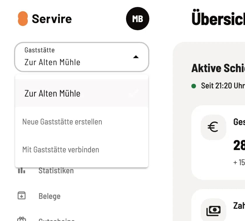 Gaststätte wechseln