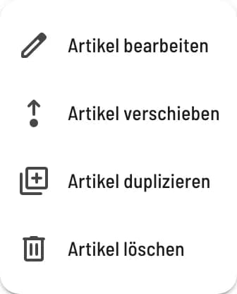 Menü des Artikels