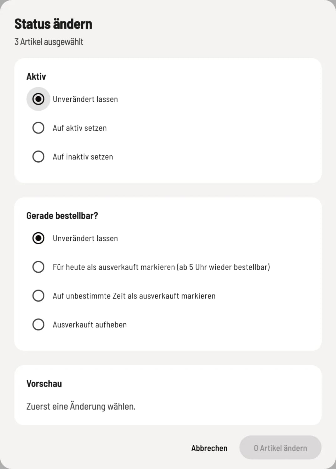 Beispiel Status ändern