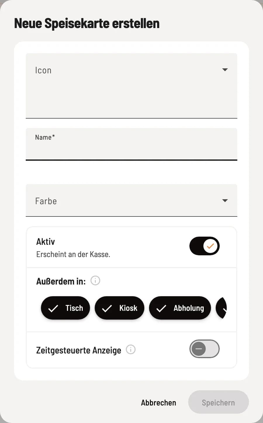Speisekarte erstellen