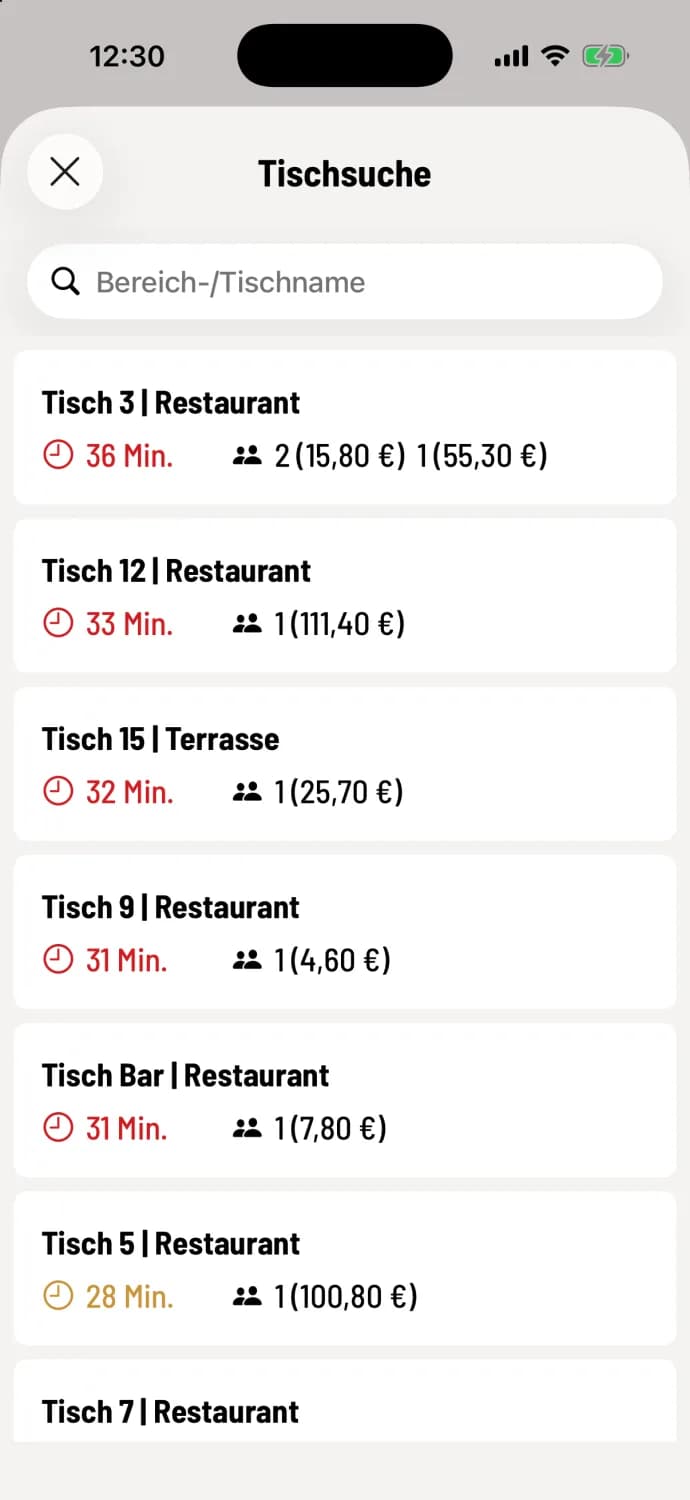Open table search
