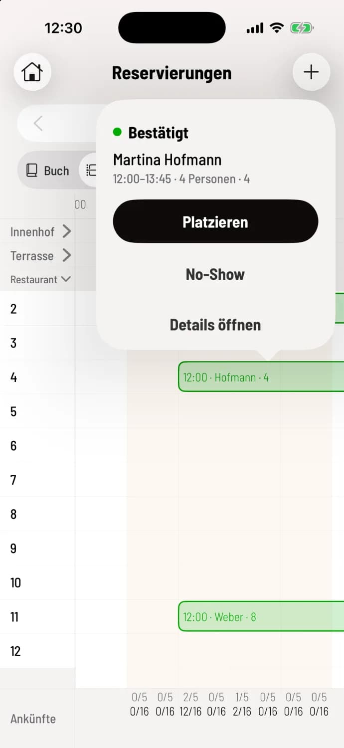 Status via tap