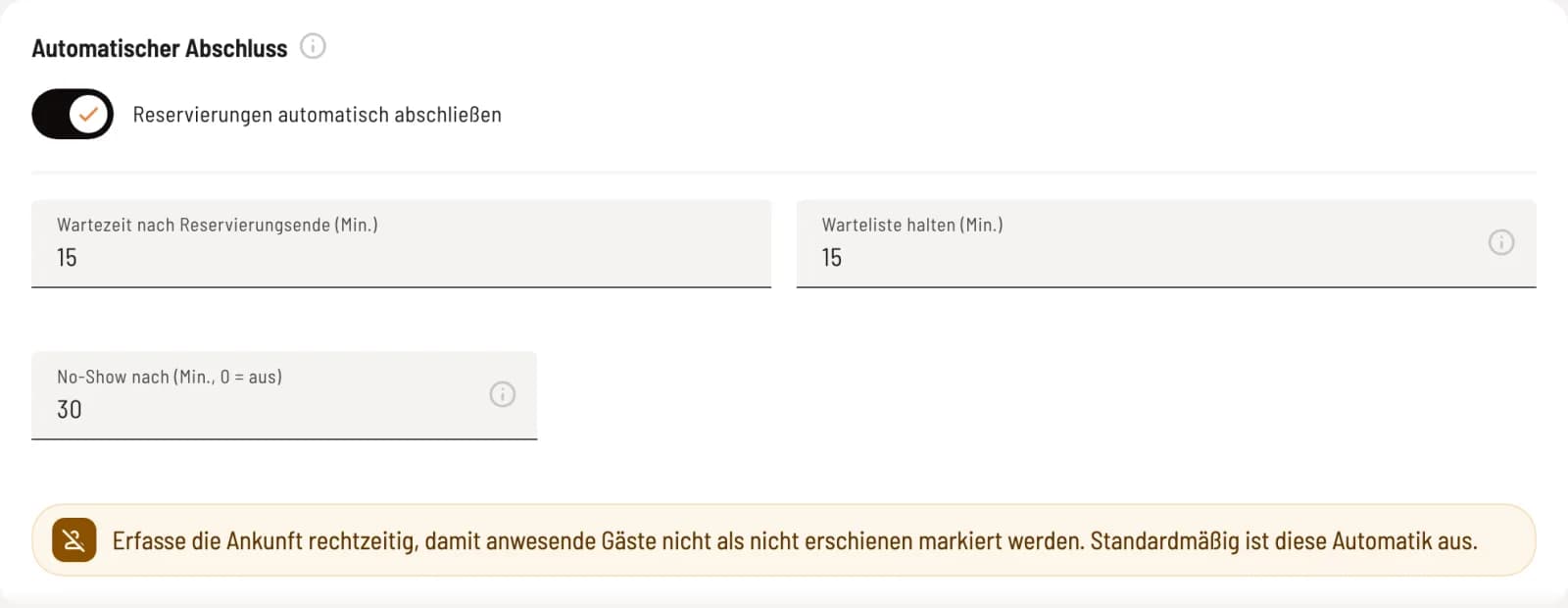 Reservierungen automatisch abschließen