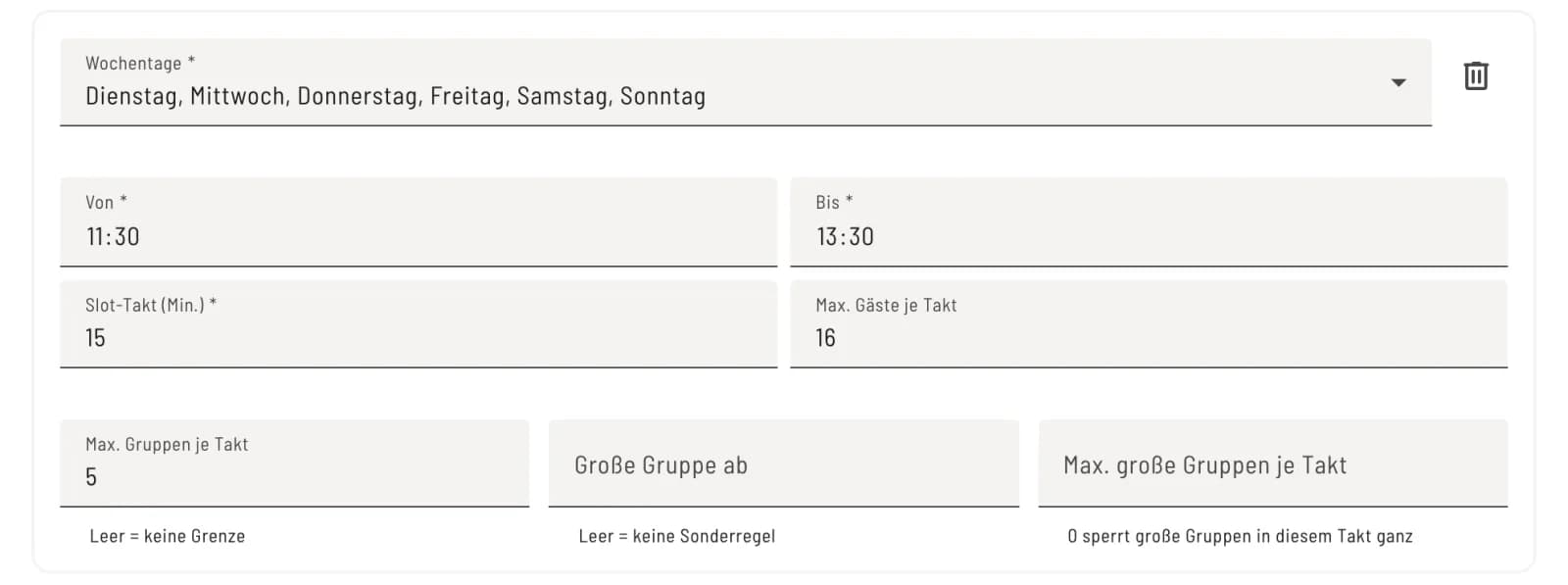 Mittag und Abend getrennt