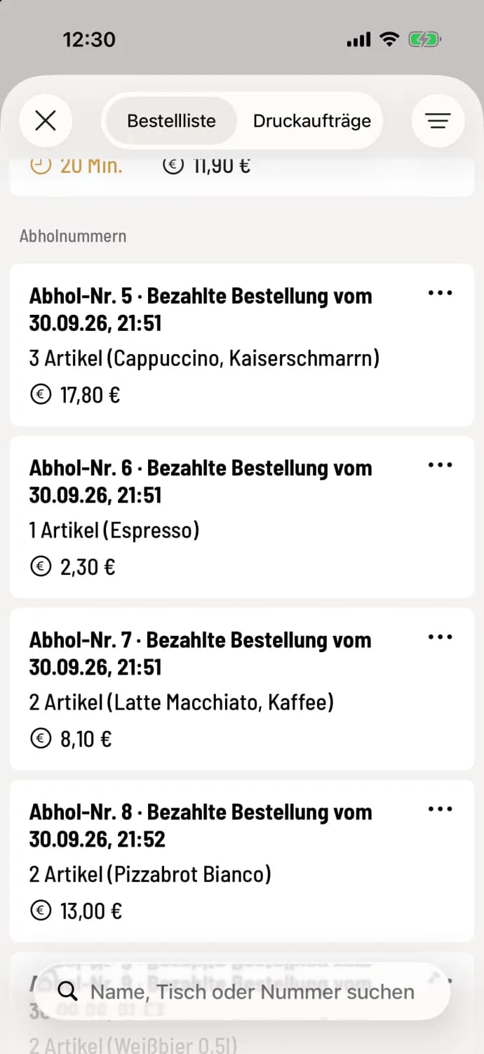 Nummer in der Kasse finden