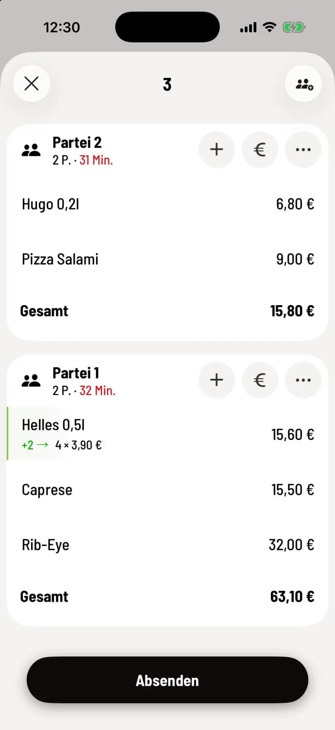 Absenden tippen