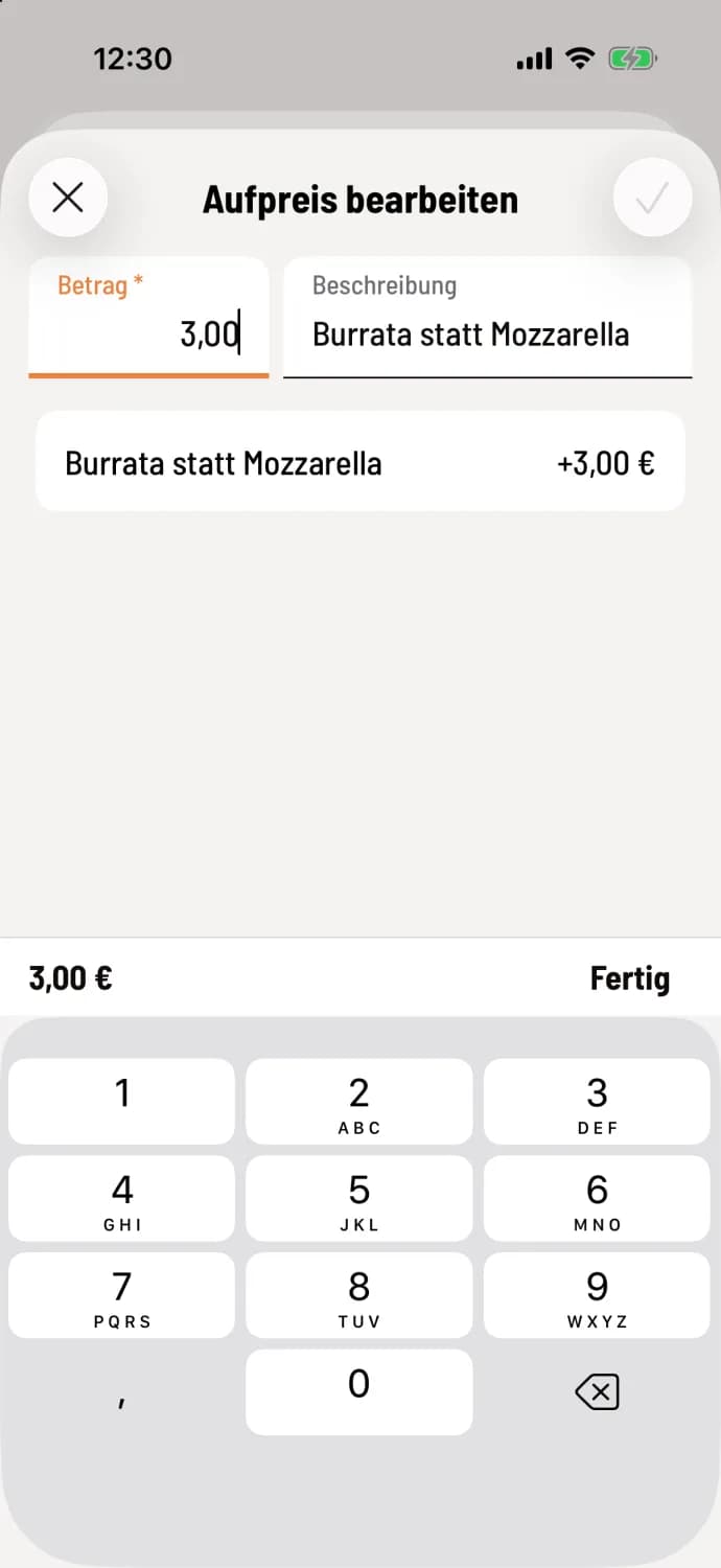 Aufpreis wählen