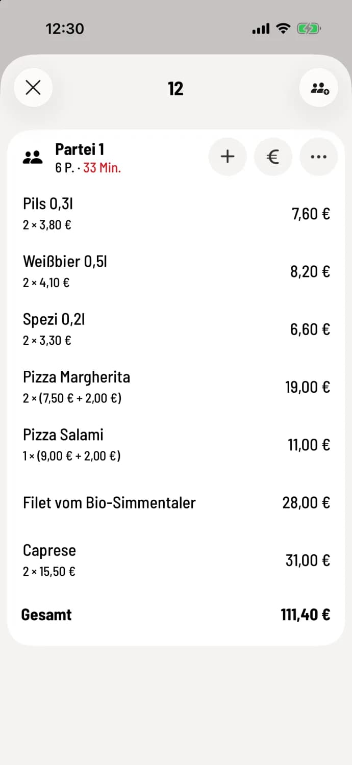 Plus der Partei tippen