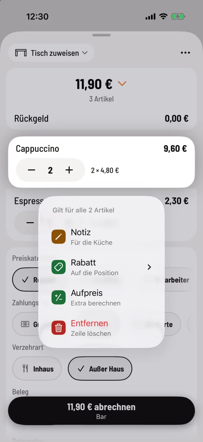 Change quantity and edit line