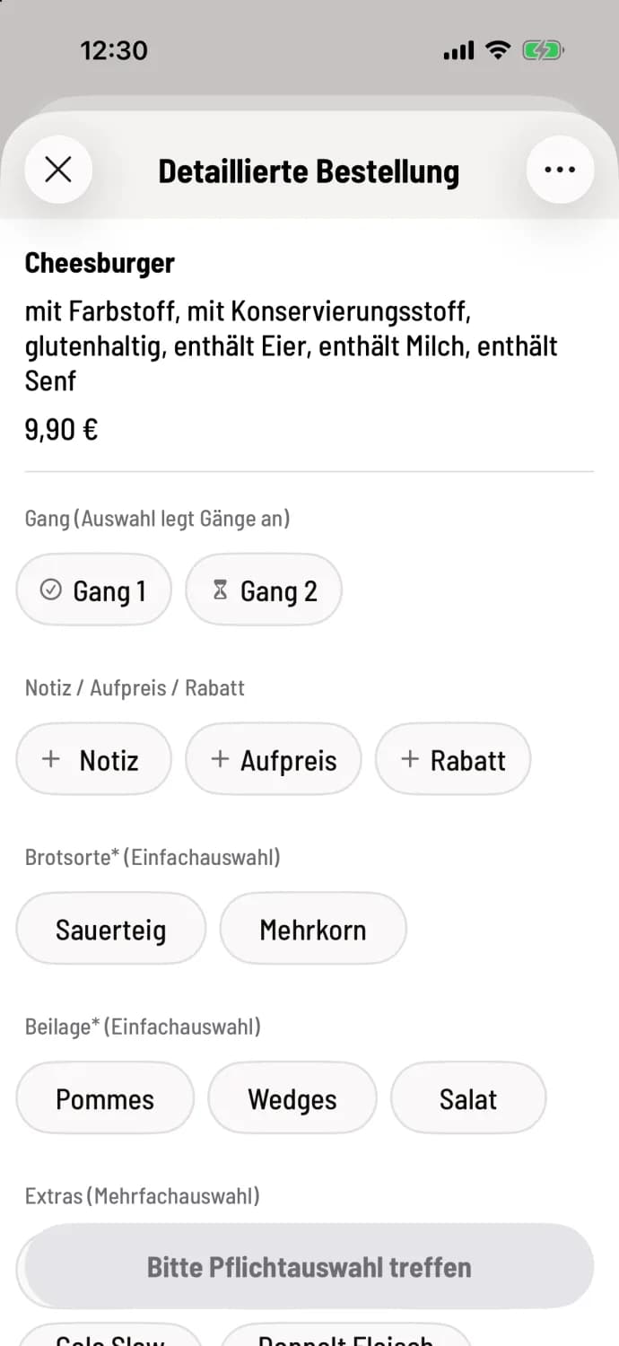 Pflichtauswahl treffen