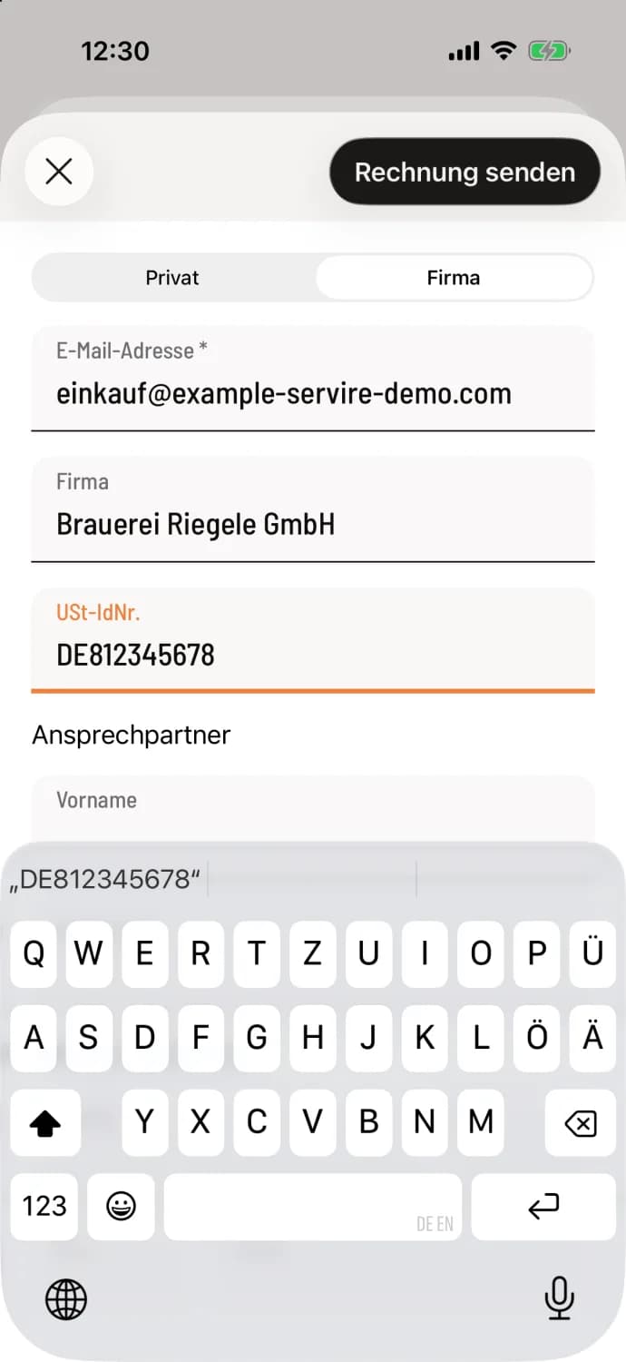 Enter address and send