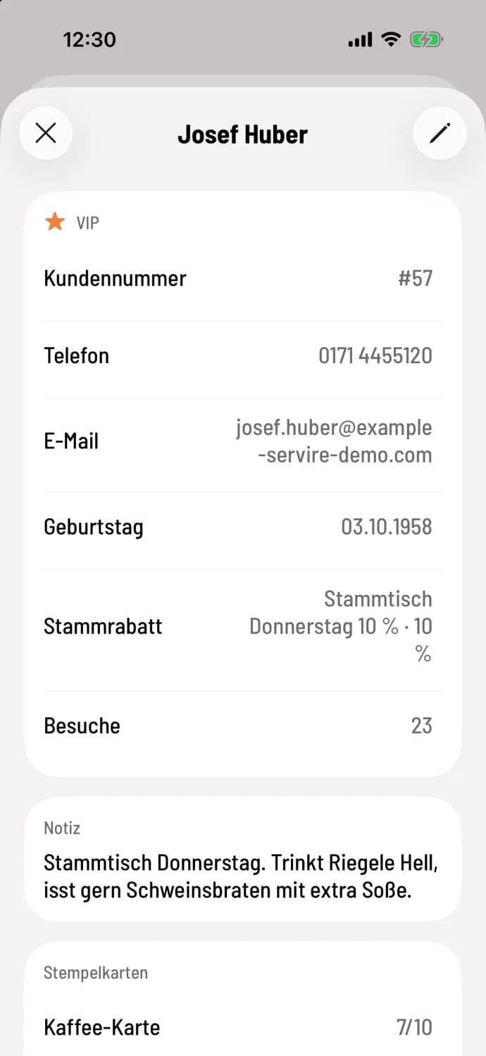 Gastblatt öffnen