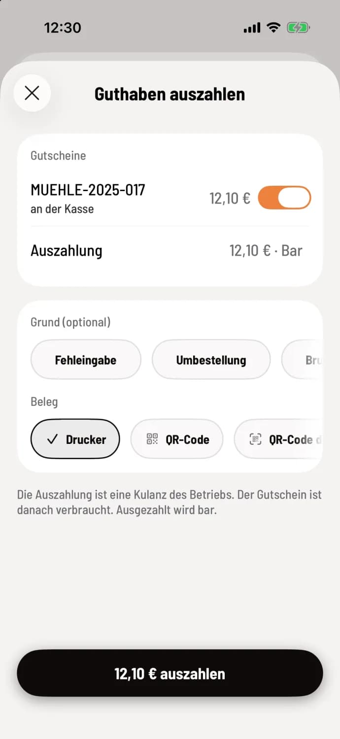 Guthaben auszahlen