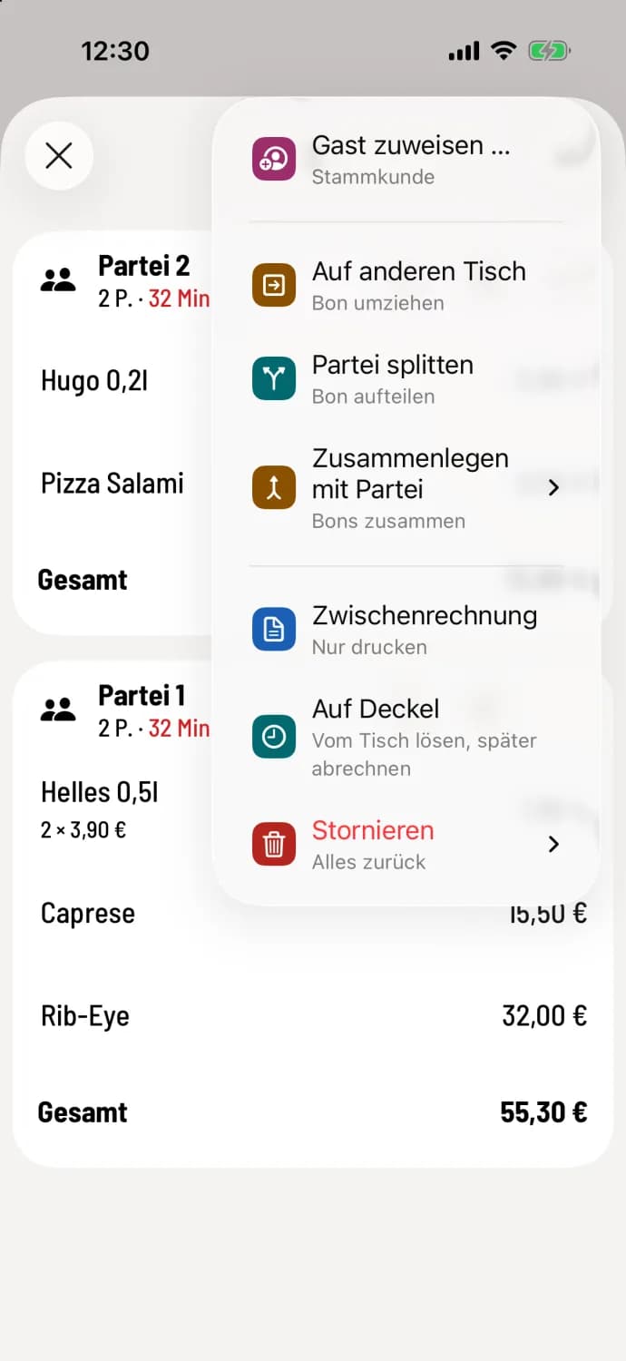 Zwischenrechnung wählen