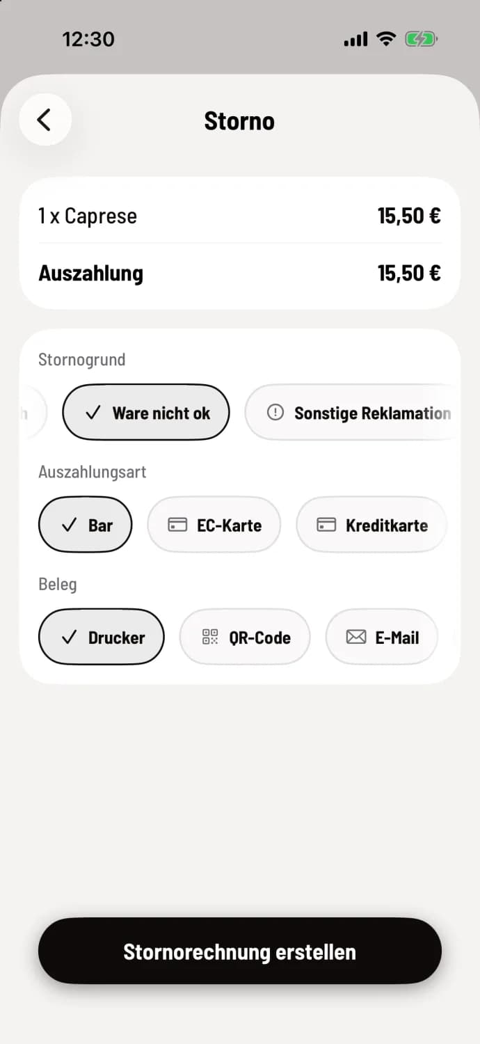 Reason and payment