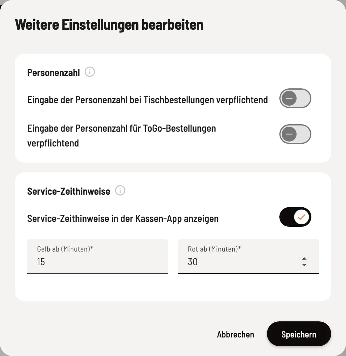 Weitere Einstellungen bearbeiten