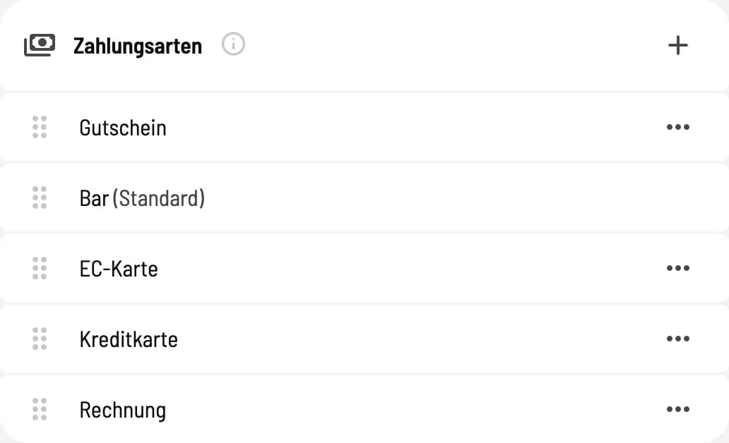 Liste der Zahlungsarten