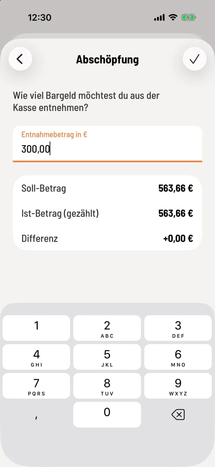 Abschöpfung eintragen
