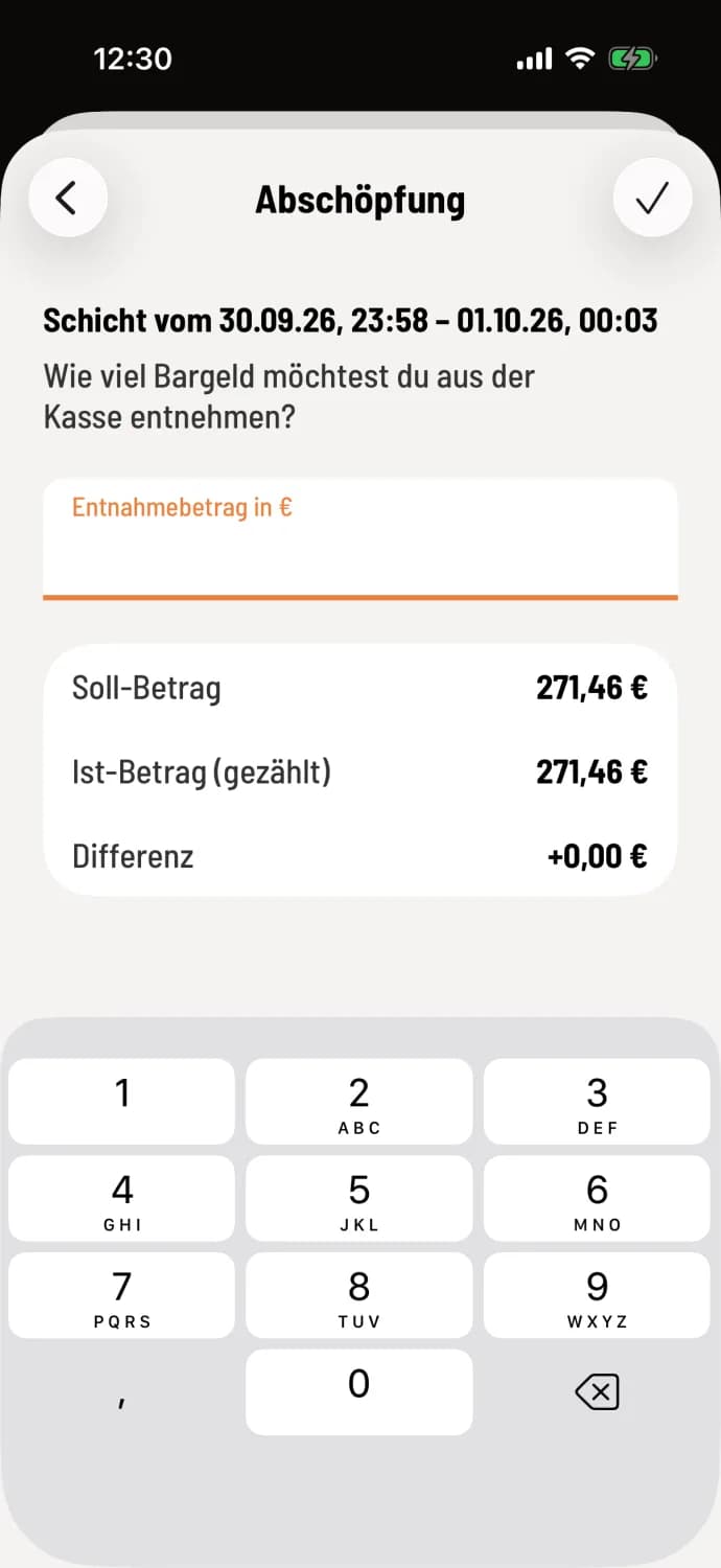 Abschöpfung eintragen