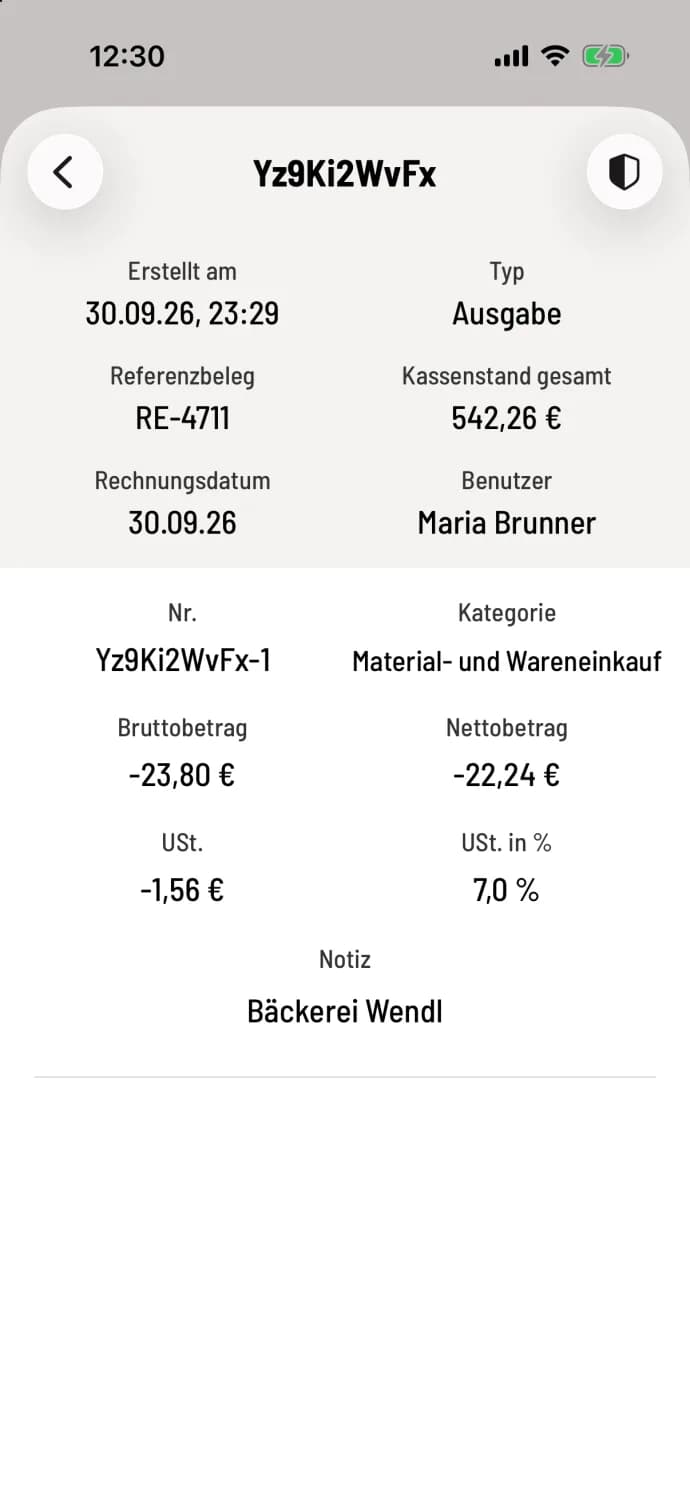 Buchung öffnen