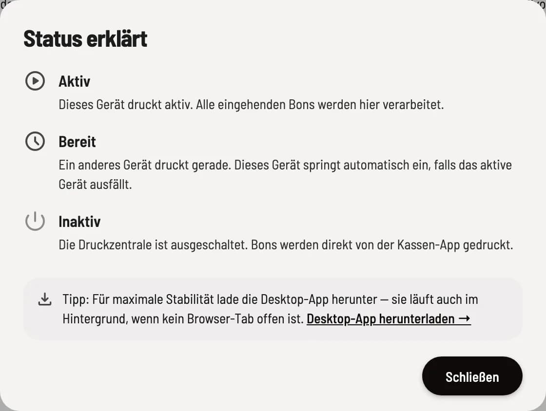 Status erklärt öffnen