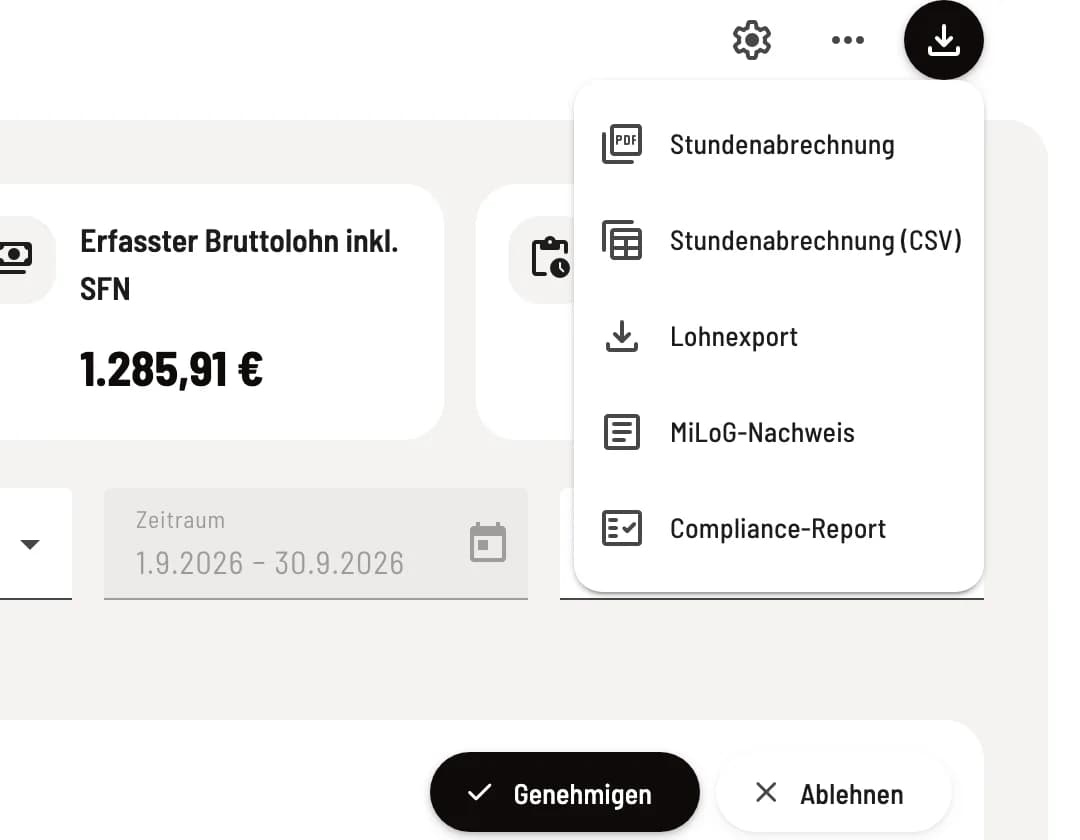 Export wählen