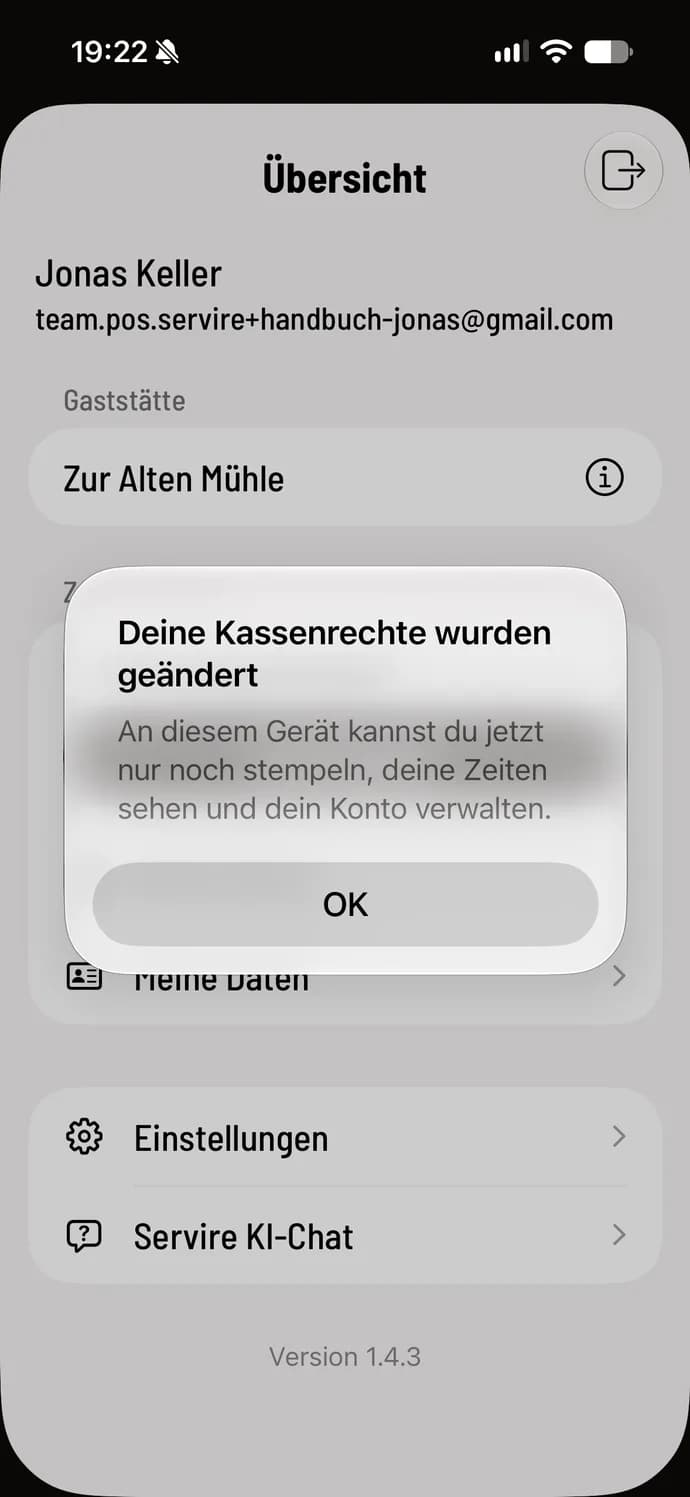 Die Kasse wechselt sofort