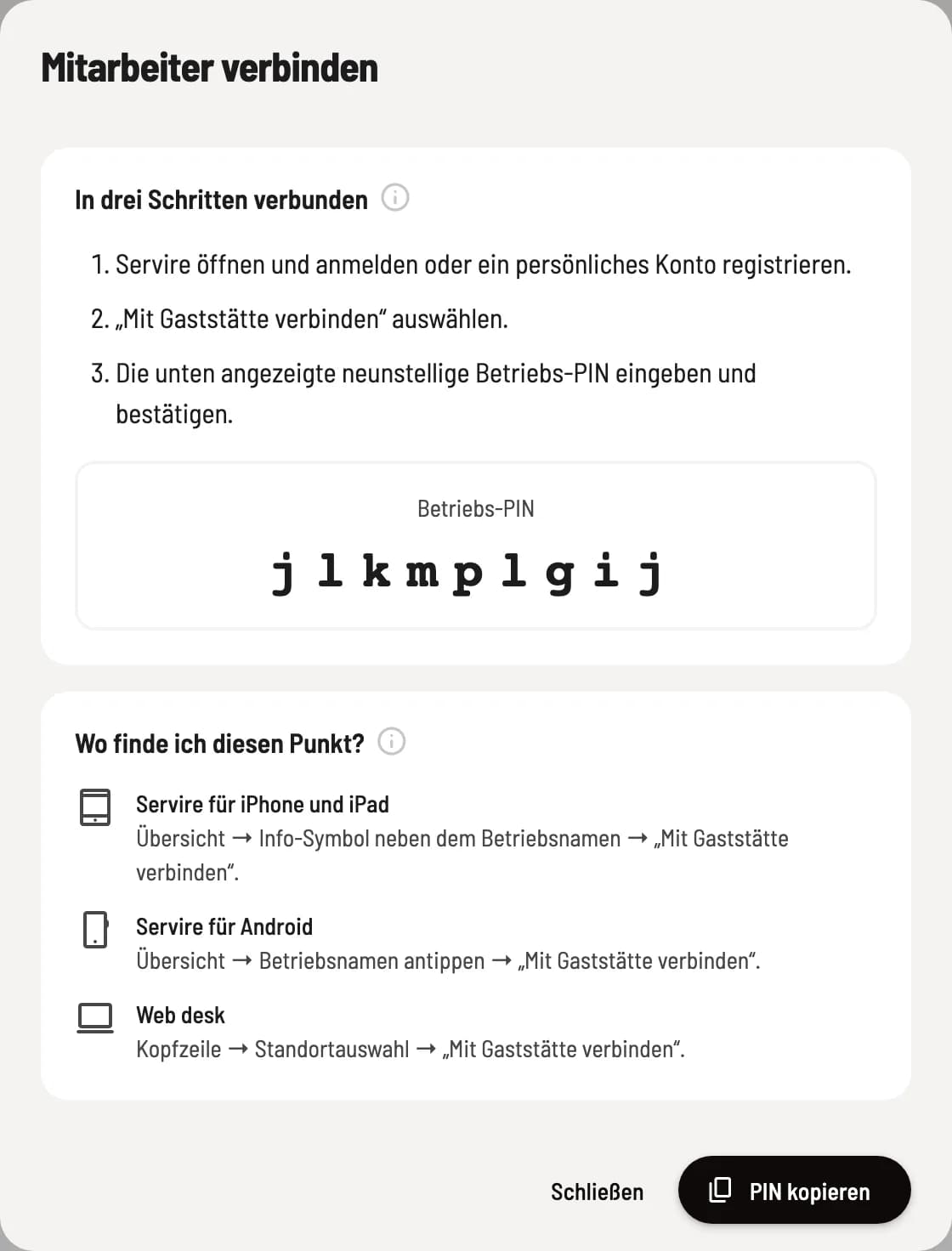 PIN weitergeben