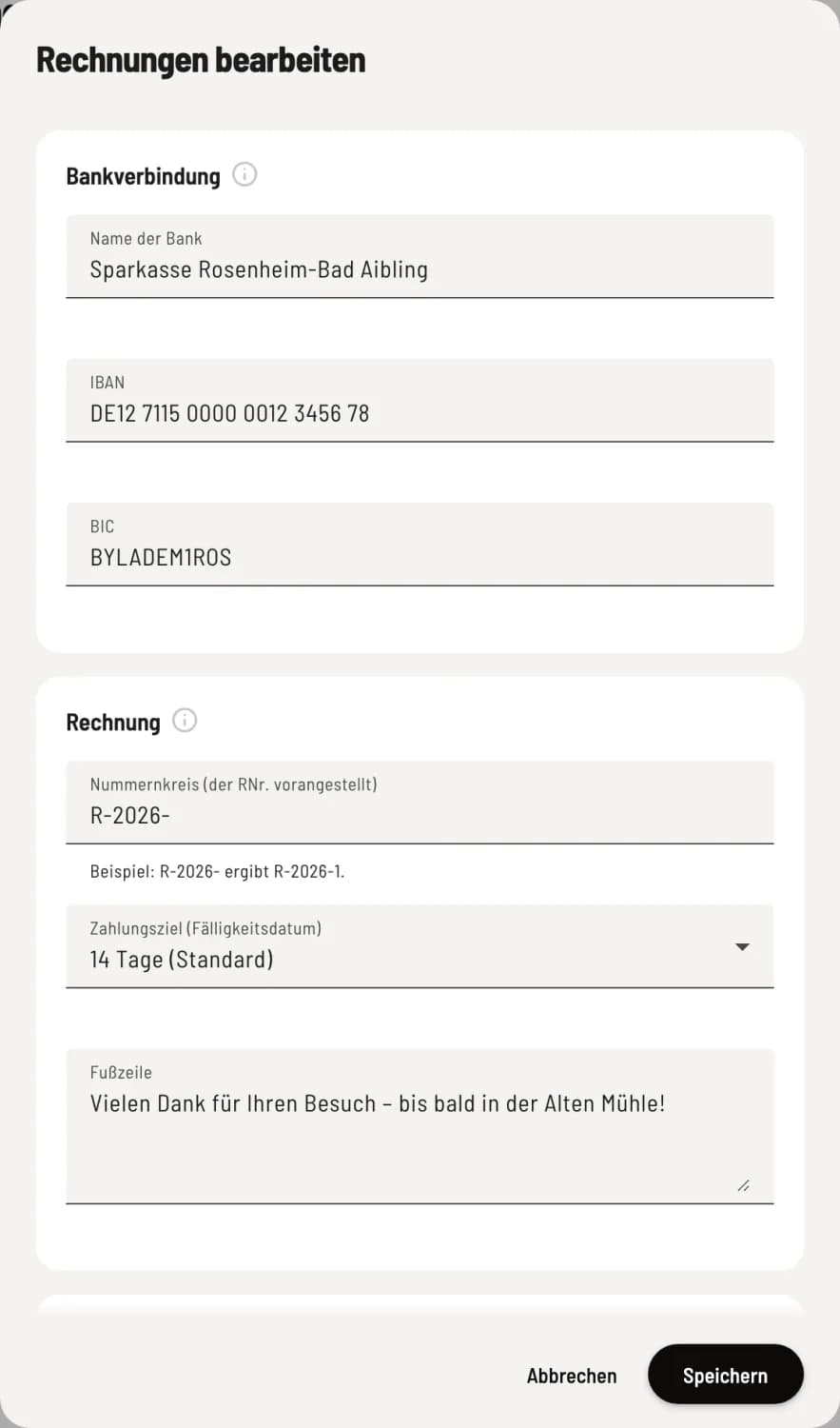 Edit invoices dialog