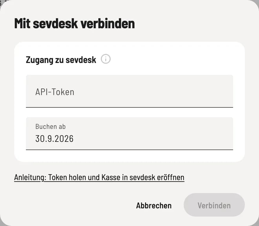Token und Buchungsbeginn