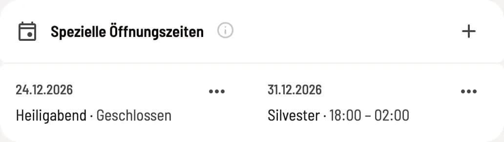 Sondertage im Überblick