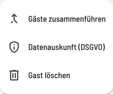 Menu in guest profile