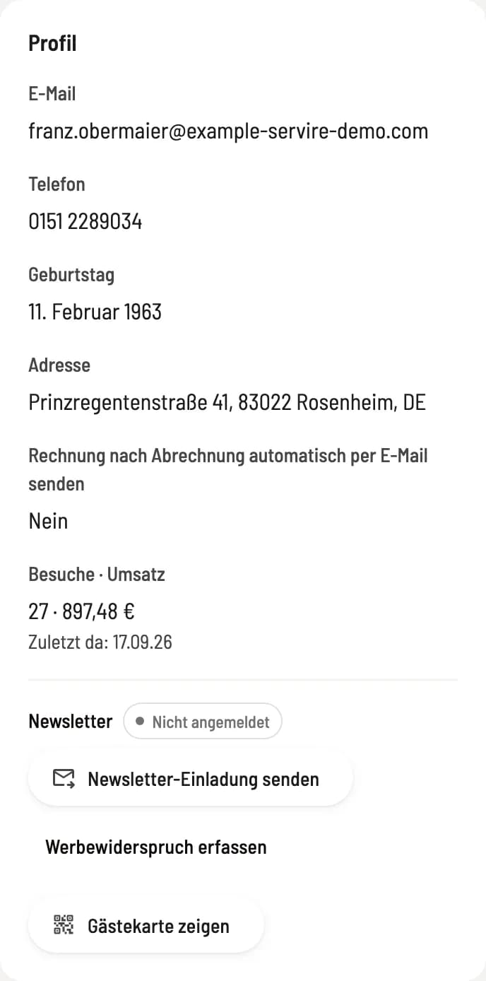 Status im Gastprofil