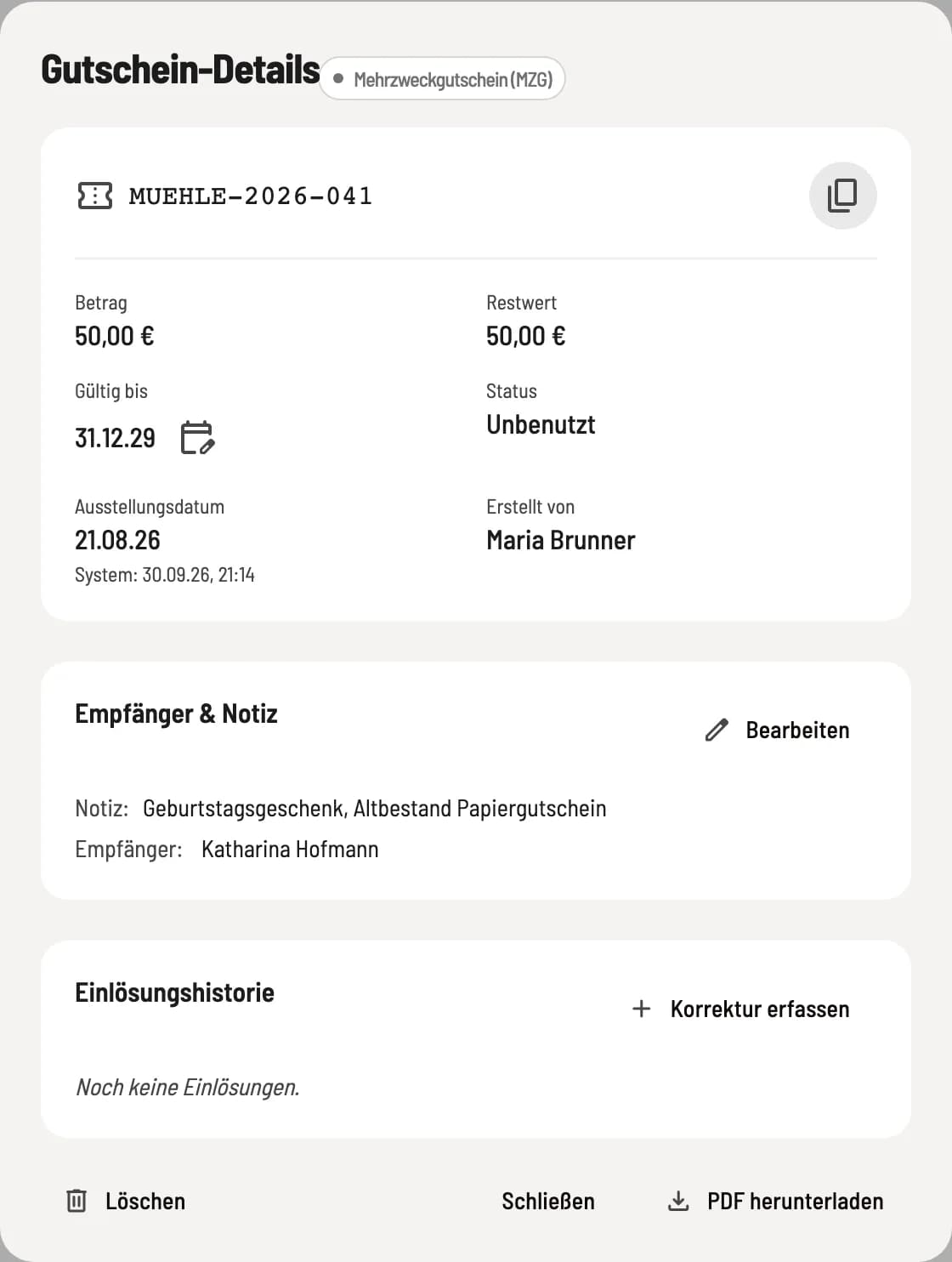 Gutschein-Details